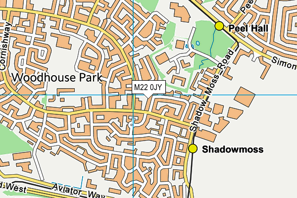 M22 0JY map - OS VectorMap District (Ordnance Survey)