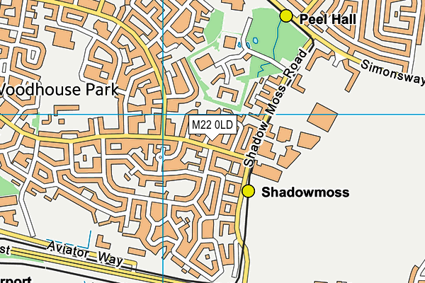 M22 0LD map - OS VectorMap District (Ordnance Survey)