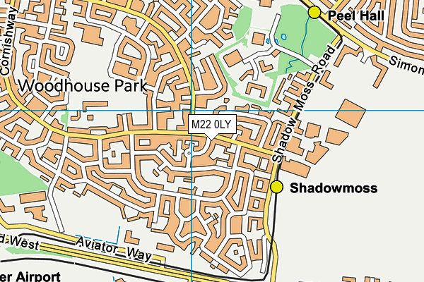 M22 0LY map - OS VectorMap District (Ordnance Survey)