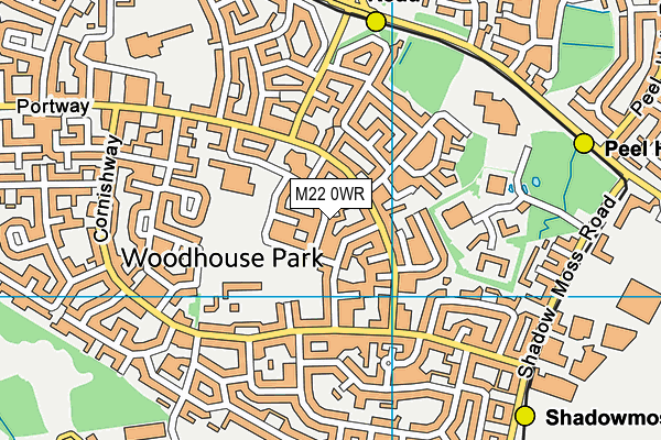 M22 0WR map - OS VectorMap District (Ordnance Survey)