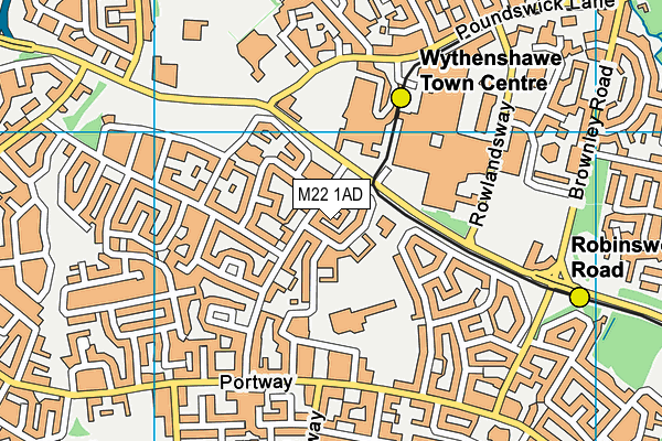 M22 1AD map - OS VectorMap District (Ordnance Survey)