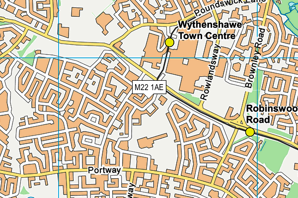 M22 1AE map - OS VectorMap District (Ordnance Survey)