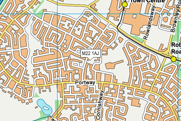 M22 1AJ map - OS VectorMap District (Ordnance Survey)