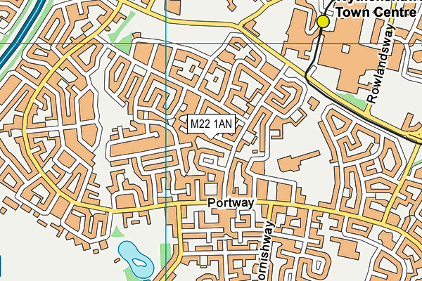 M22 1AN map - OS VectorMap District (Ordnance Survey)