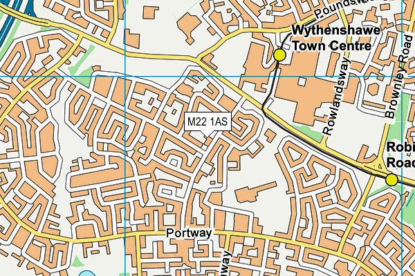 M22 1AS map - OS VectorMap District (Ordnance Survey)