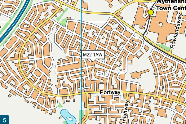 M22 1AW map - OS VectorMap District (Ordnance Survey)