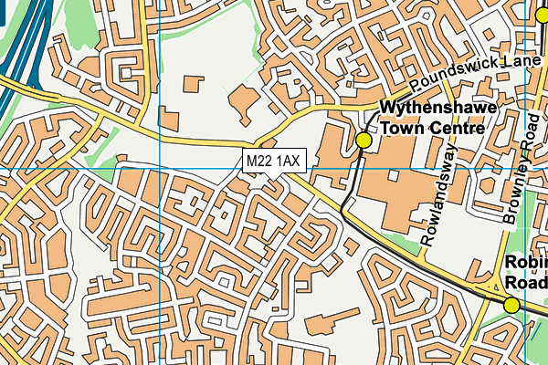 M22 1AX map - OS VectorMap District (Ordnance Survey)