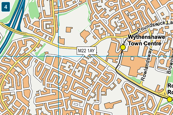 M22 1AY map - OS VectorMap District (Ordnance Survey)