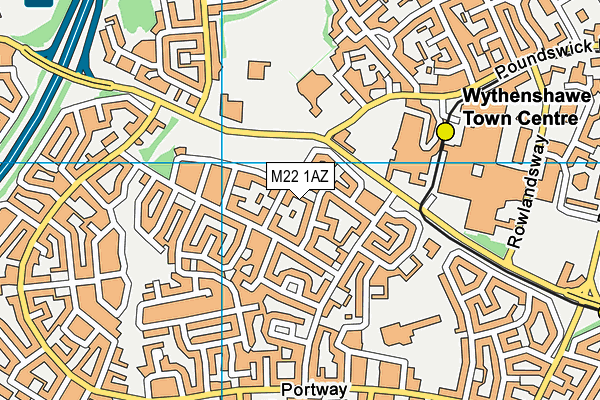 M22 1AZ map - OS VectorMap District (Ordnance Survey)