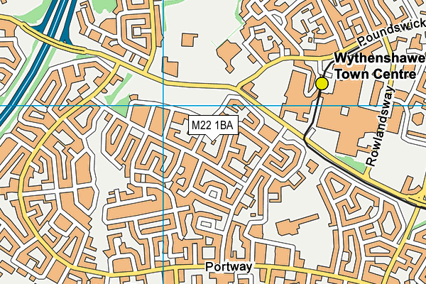 M22 1BA map - OS VectorMap District (Ordnance Survey)