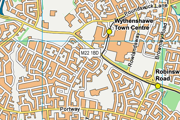 M22 1BD map - OS VectorMap District (Ordnance Survey)