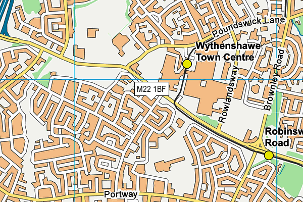 M22 1BF map - OS VectorMap District (Ordnance Survey)