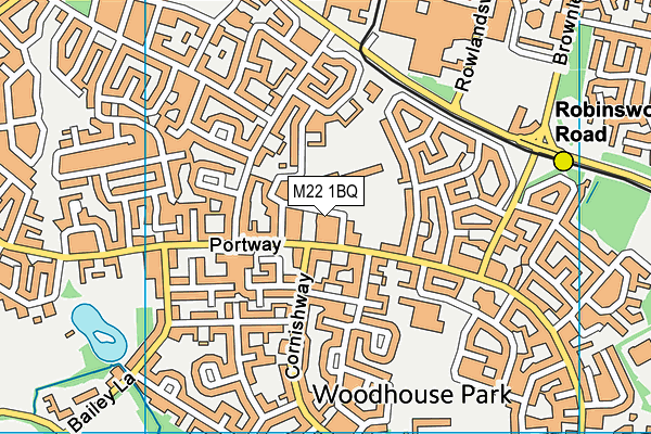 M22 1BQ map - OS VectorMap District (Ordnance Survey)
