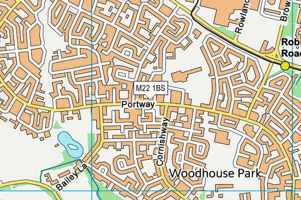 M22 1BS map - OS VectorMap District (Ordnance Survey)