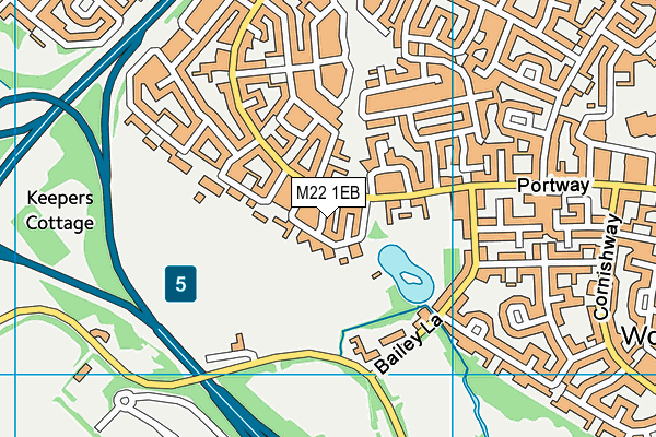 M22 1EB map - OS VectorMap District (Ordnance Survey)