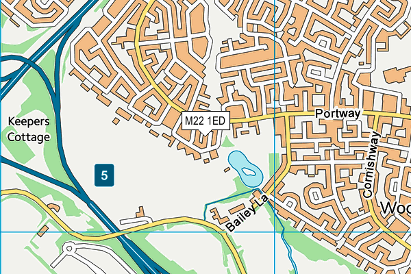 M22 1ED map - OS VectorMap District (Ordnance Survey)