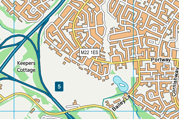 M22 1ES map - OS VectorMap District (Ordnance Survey)