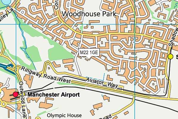 M22 1GE map - OS VectorMap District (Ordnance Survey)