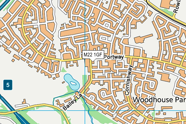 M22 1GF map - OS VectorMap District (Ordnance Survey)