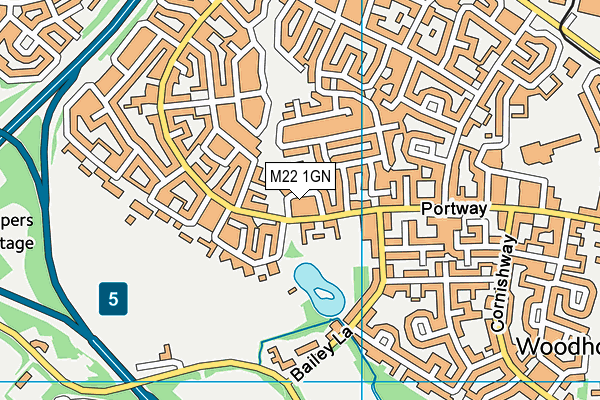 M22 1GN map - OS VectorMap District (Ordnance Survey)