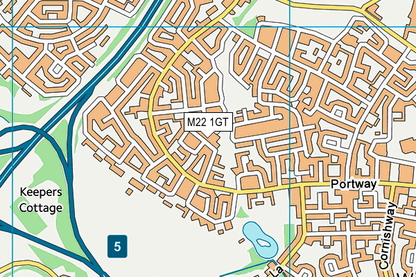 M22 1GT map - OS VectorMap District (Ordnance Survey)