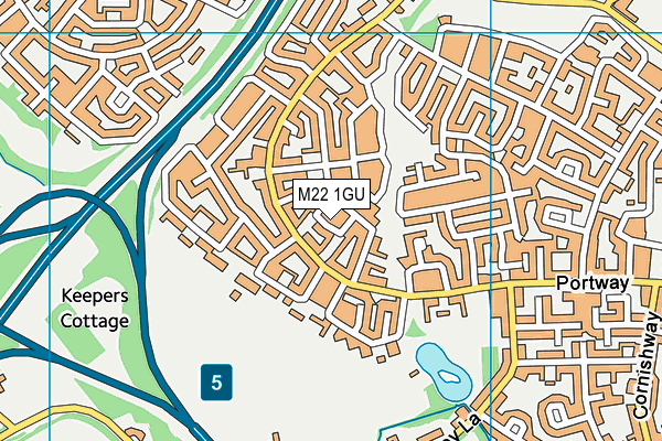 M22 1GU map - OS VectorMap District (Ordnance Survey)