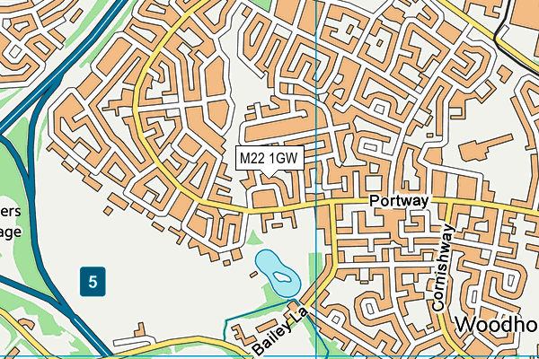 M22 1GW map - OS VectorMap District (Ordnance Survey)