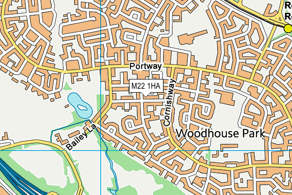 M22 1HA map - OS VectorMap District (Ordnance Survey)