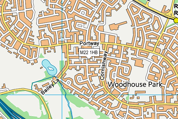 M22 1HB map - OS VectorMap District (Ordnance Survey)