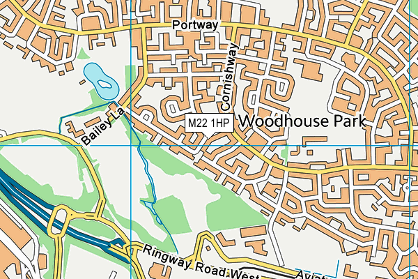 M22 1HP map - OS VectorMap District (Ordnance Survey)