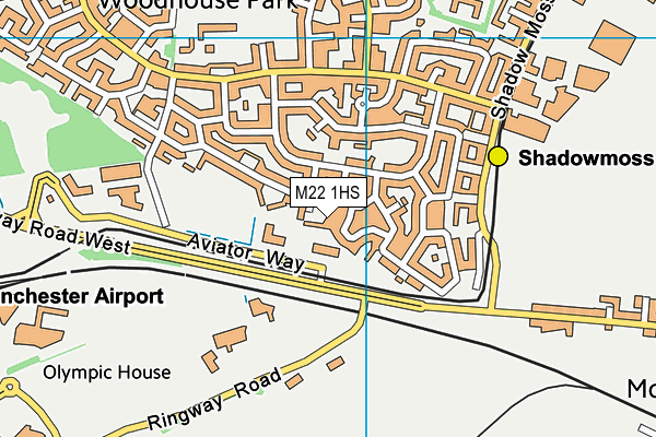 M22 1HS map - OS VectorMap District (Ordnance Survey)