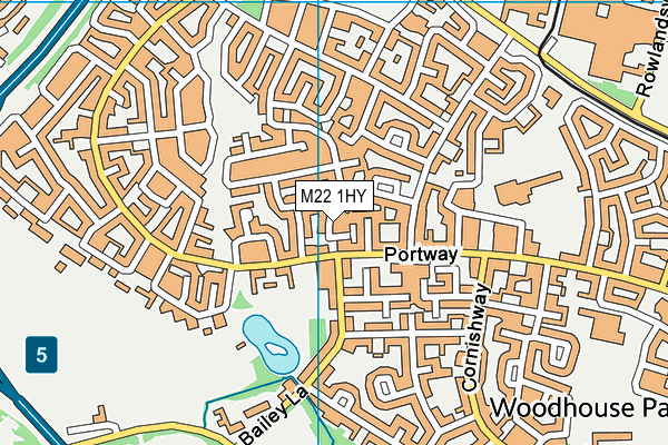 M22 1HY map - OS VectorMap District (Ordnance Survey)