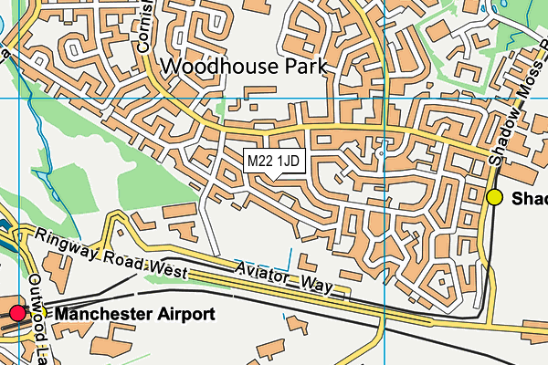 M22 1JD map - OS VectorMap District (Ordnance Survey)