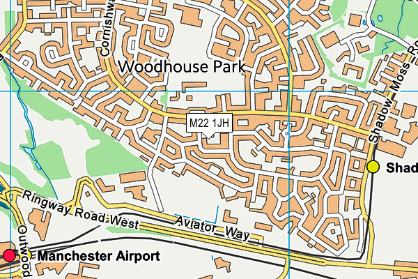 M22 1JH map - OS VectorMap District (Ordnance Survey)