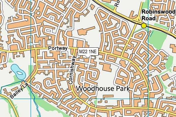 M22 1NE map - OS VectorMap District (Ordnance Survey)