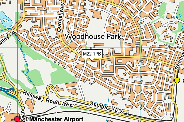 M22 1PB map - OS VectorMap District (Ordnance Survey)