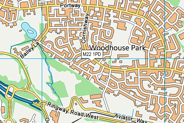 M22 1PD map - OS VectorMap District (Ordnance Survey)