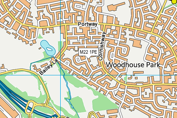 M22 1PE map - OS VectorMap District (Ordnance Survey)