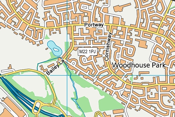 M22 1PJ map - OS VectorMap District (Ordnance Survey)
