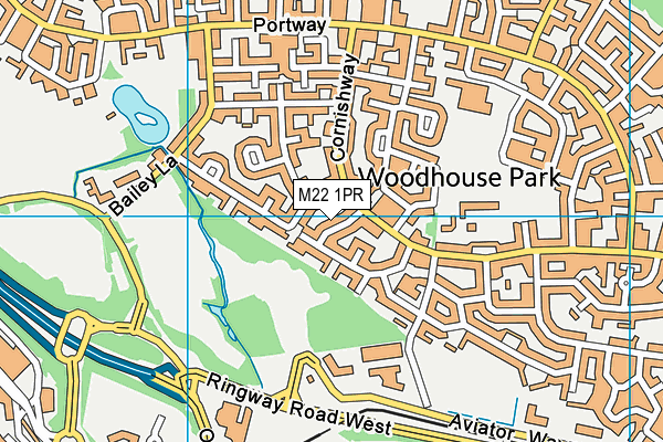 M22 1PR map - OS VectorMap District (Ordnance Survey)