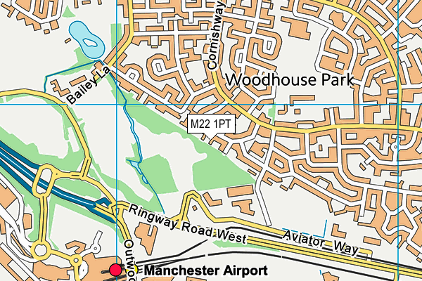 M22 1PT map - OS VectorMap District (Ordnance Survey)