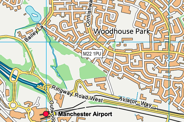 M22 1PU map - OS VectorMap District (Ordnance Survey)