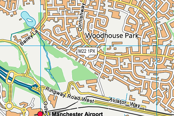 M22 1PX map - OS VectorMap District (Ordnance Survey)