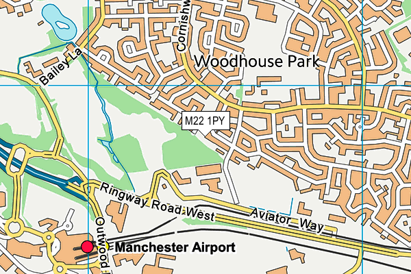 M22 1PY map - OS VectorMap District (Ordnance Survey)