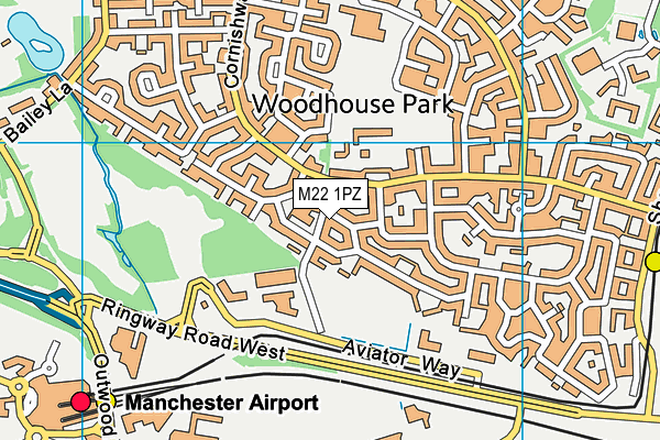 M22 1PZ map - OS VectorMap District (Ordnance Survey)