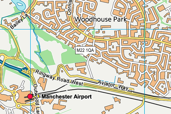 M22 1QA map - OS VectorMap District (Ordnance Survey)