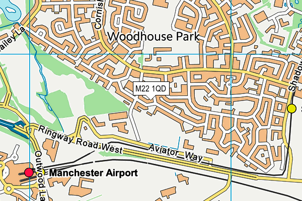 M22 1QD map - OS VectorMap District (Ordnance Survey)