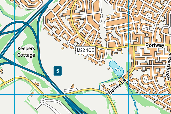 M22 1QE map - OS VectorMap District (Ordnance Survey)