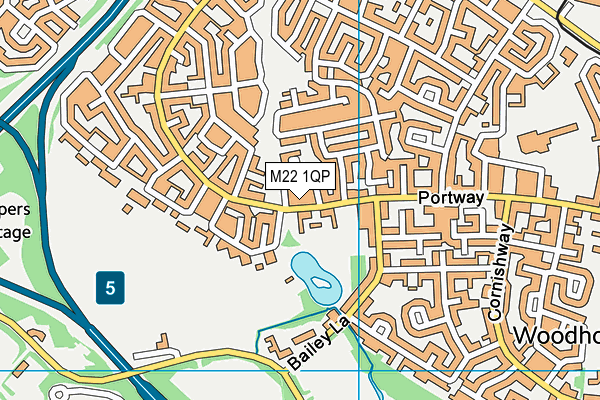M22 1QP map - OS VectorMap District (Ordnance Survey)