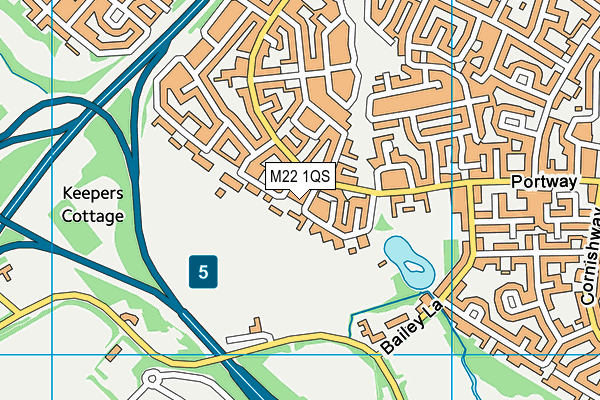 M22 1QS map - OS VectorMap District (Ordnance Survey)